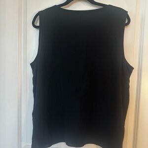 Lafayette 148 V - Neck Matte Jersey Black Sleeveless Tie Wrap Top, Large